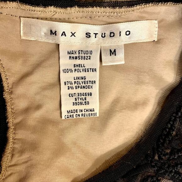 Max Studio Black Sleeveless Knee Length Dress SZ M Embroidered Mesh Whimsigoth - Picture 9 of 9